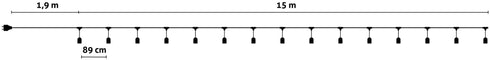 Avide 925981 Kabel za žarnice E27 - 15 vtičnic 15 m IP44
